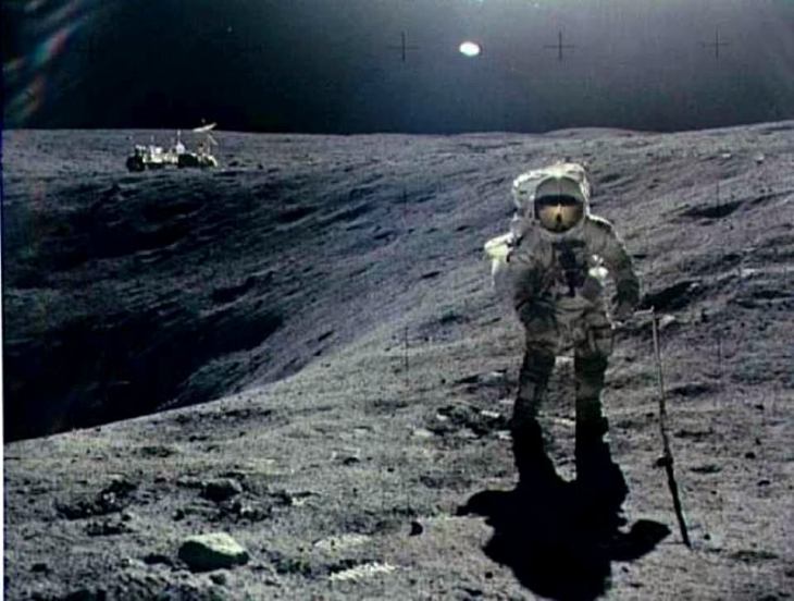 Public domain image of first man on the moon